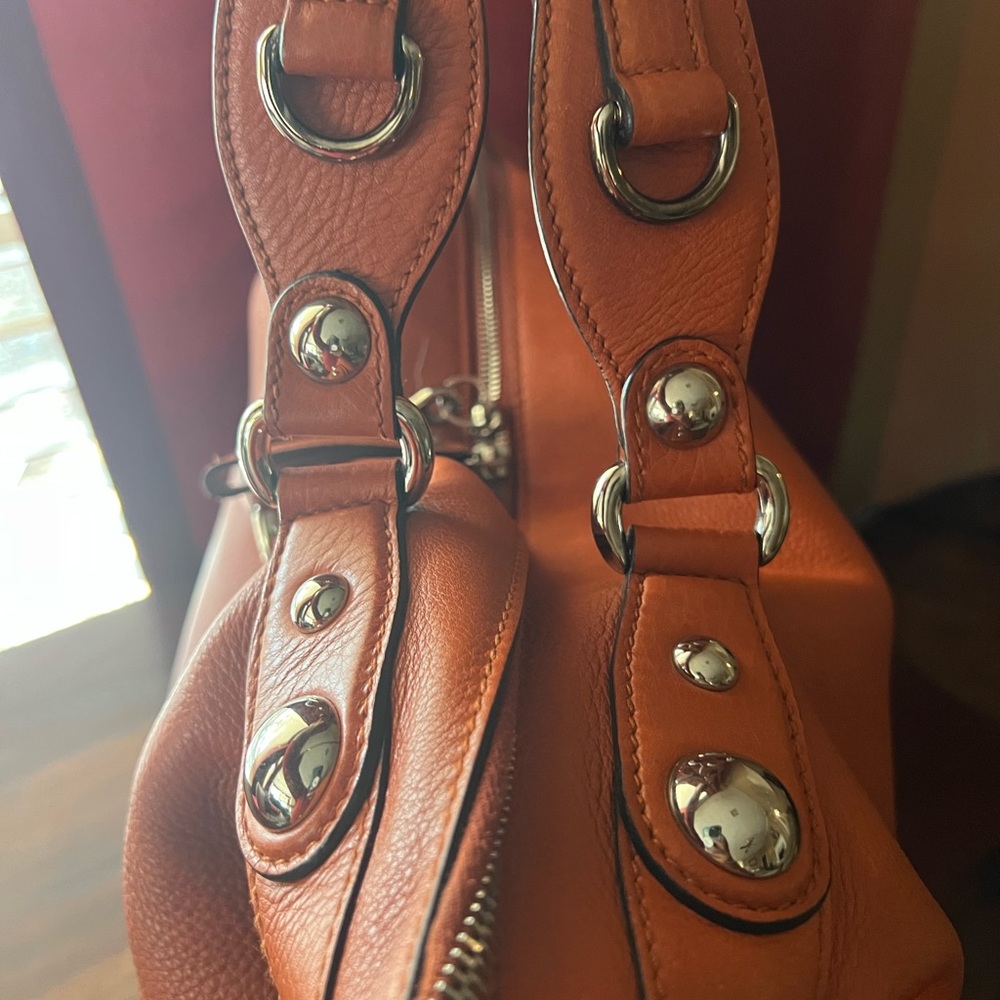 Gucci Orange Pebbled Leather Tote Bag 232949 Icon Bit Top Handle Tote - Picture 3 of 7